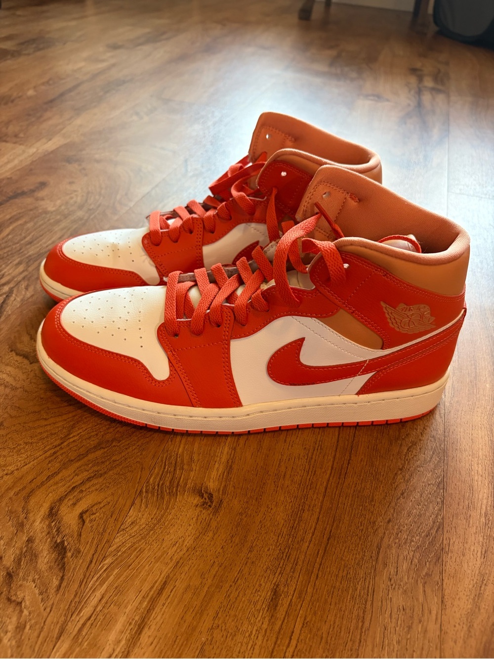 Nike Jordan Womens Size 12 Orange & White Mid-Top Sneakers